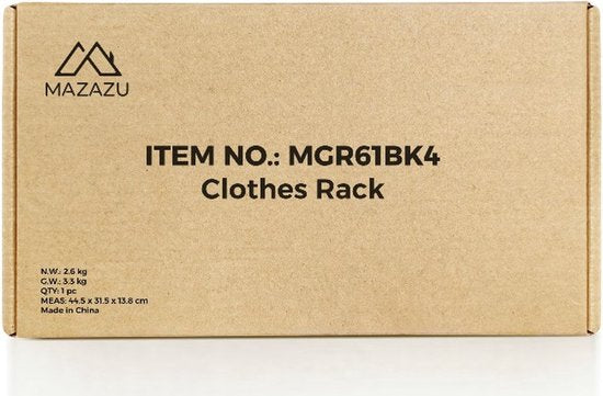 MAZAZU Kledingrek met Haken, Zwart, 100x49x163 cm – foto 8