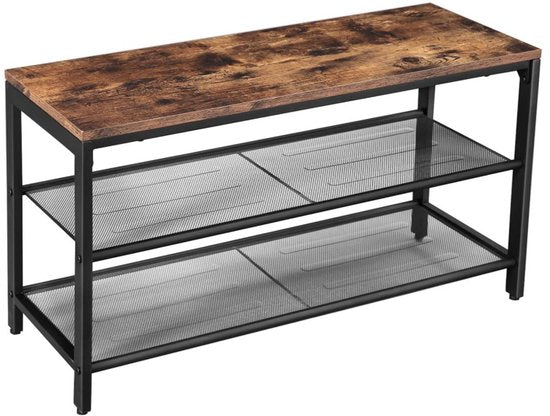 MAZAZU Schoenenrek Industrieel - 80x30x44cm - Metaal en Hout - Voor Hal & Entree