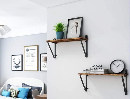 MIRA - Wandplank van industrieel hout | zwevend | Vintage | Bruin