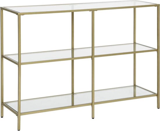 MAZAZU Consoletafel Goud met Glazen Bladen - 100x30x73 cm