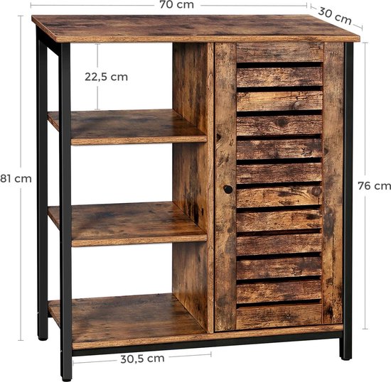 MIRA Home - Dressoir - Kast - Bruin - Hout - 70x30x81cm