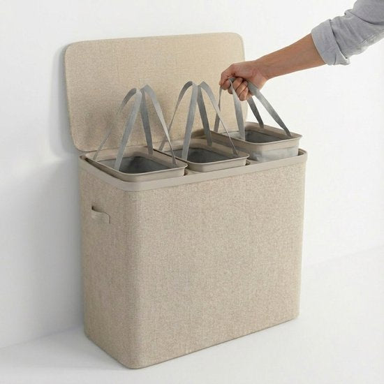 MAZAZU wasmand beige zijaanzicht