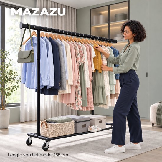 MAZAZU kledingrek op wielen zwart 2