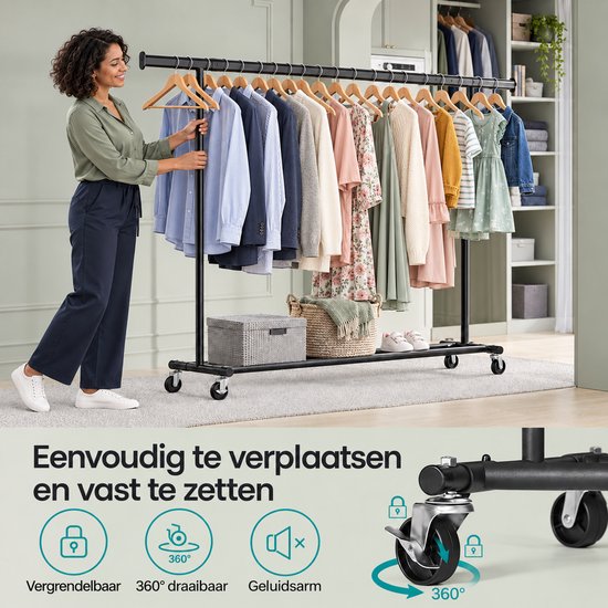 MAZAZU kledingrek op wielen zwart 4