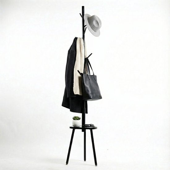 MAZAZU Staande Kapstok Zwart 8 Haken - Quorin