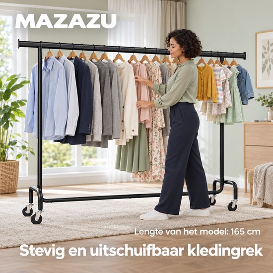 MAZAZU kledingrek op wielen zwart staal 2