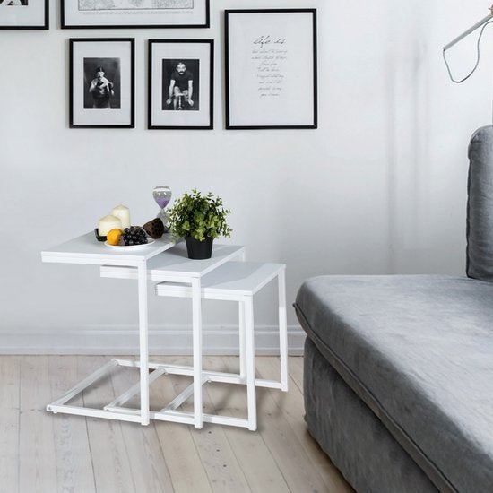 Furnish - Bijzettafeltjes - Set van 3 - Wit - 50x35x55