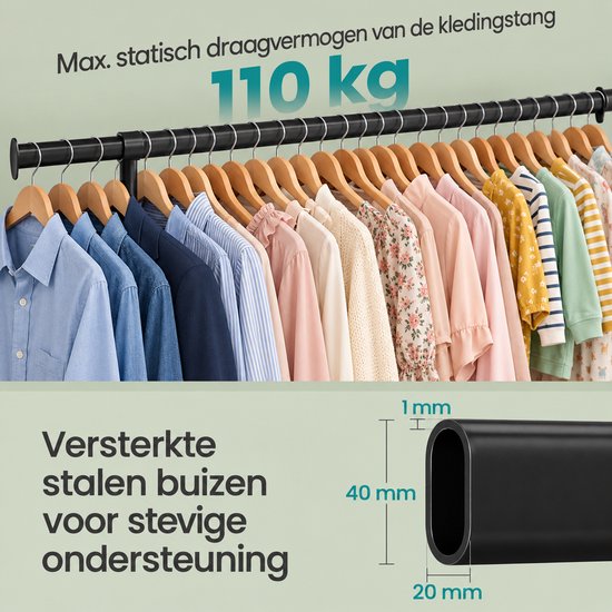 MAZAZU kledingrek op wielen zwart staal 4