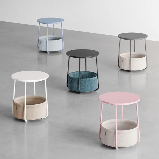 MIRA Home - Bijzettafel - Salontafel - Stoffen Mand - Koffietafel - Grijs - Beige