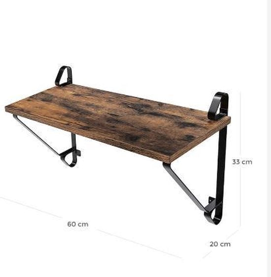 MIRA - Wandplank van industrieel hout | zwevend | Vintage | Bruin