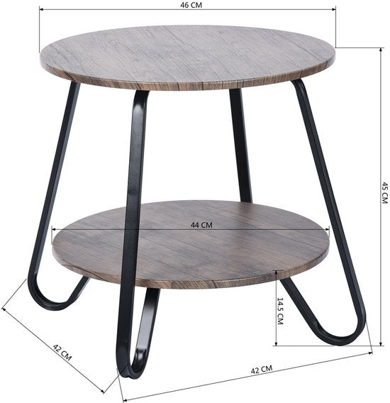 Furnish - Bijzettafel - Salontafel - Vintage - Bruin - 46x46x45