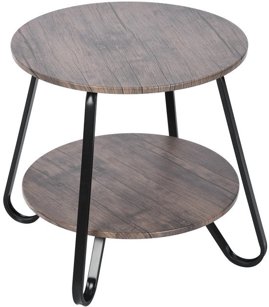 Furnish Bijzettafel - Salontafel - Vintage - Bruin - 46x46x45