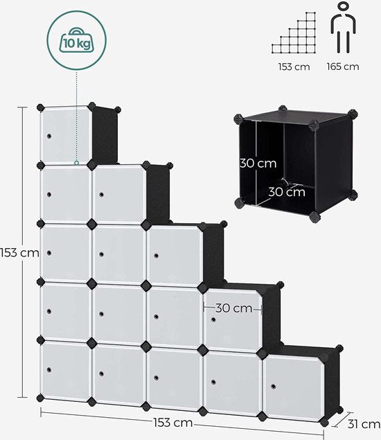 MAZAZU Schoenenrek Wit - 123x31x123cm - Kunststof - Hal & Slaapkamer