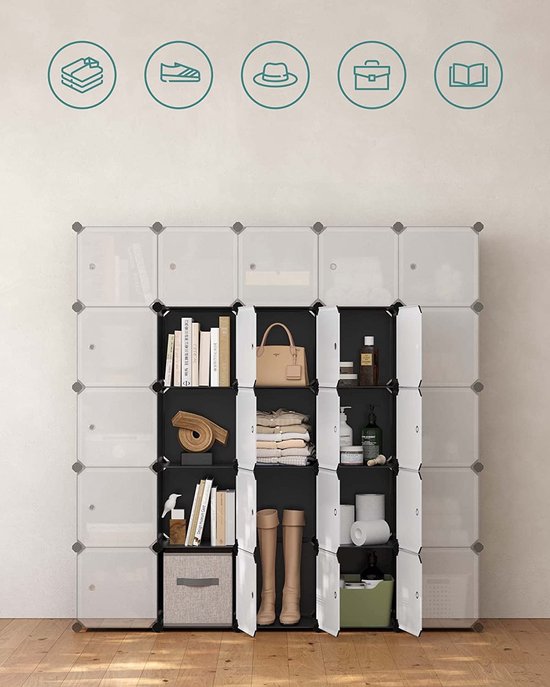 MAZAZU Schoenenrek Wit - 123x31x123cm - Kunststof - Hal & Slaapkamer