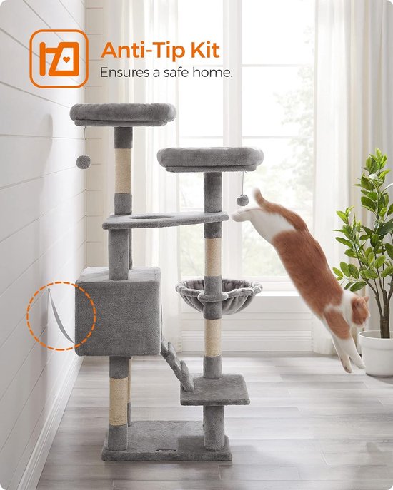 MAZAZU Krabpaal met Kattenhuis - 50x45x142 cm