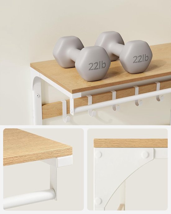 MAZAZU Industriele Wandkapstok Wit Pyralon