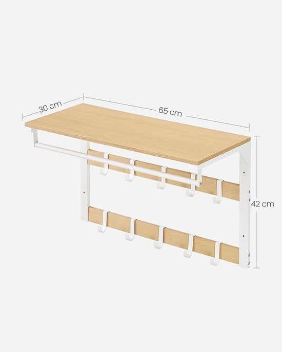 MAZAZU Industriele Wandkapstok Wit Pyralon