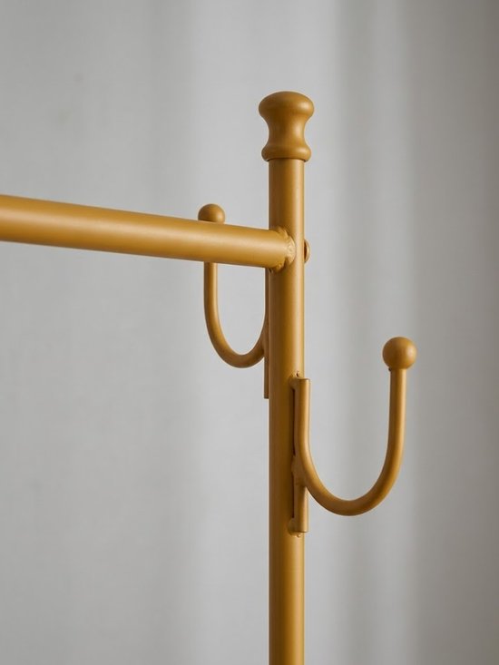 Kledingrek Verrijdbaar — Koper-Goud met Marmerlook Plateau, Wieltjes met Rem, 177 cm