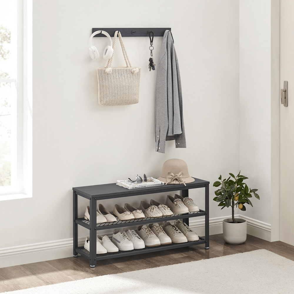 MAZAZU Industriele Wandkapstok zwart Quinn