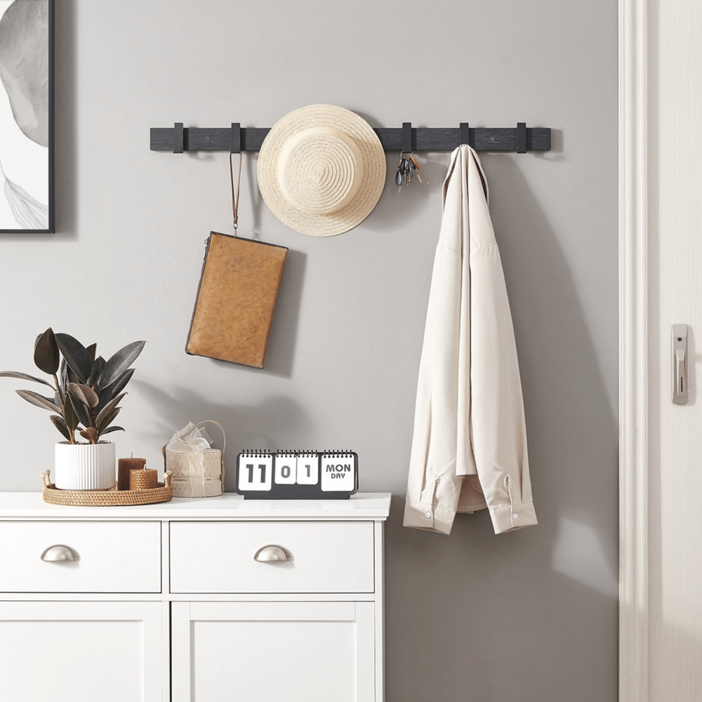 MAZAZU Wandkapstok 7 haken Zwart Quendra