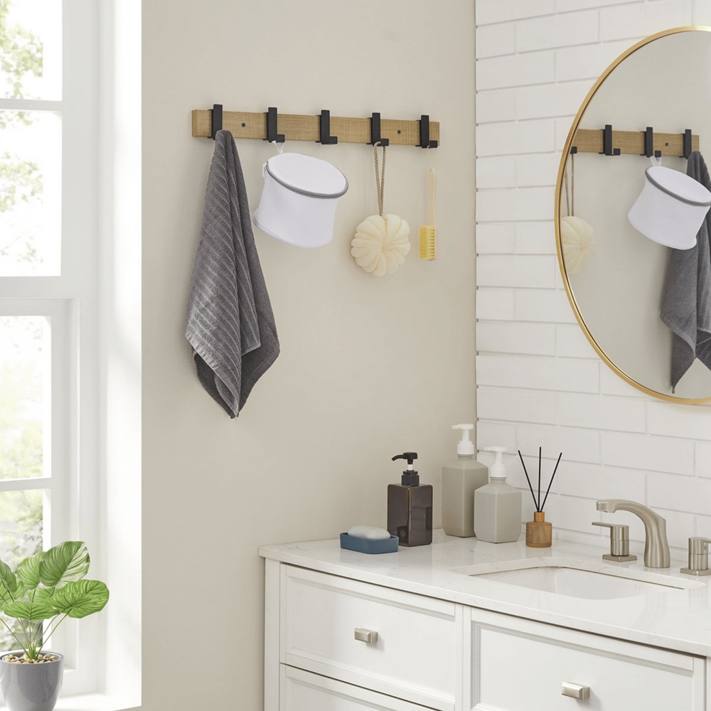 MAZAZU Wandkapstok 5 Haken - Neutraal/Zwart Quindra