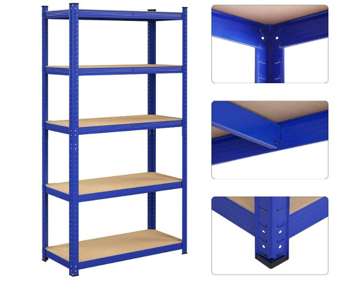 MAZAZU Stellingkast Blauw Staal - 90x40x180cm - 5 Niveaus - Industrieel Opbergrek