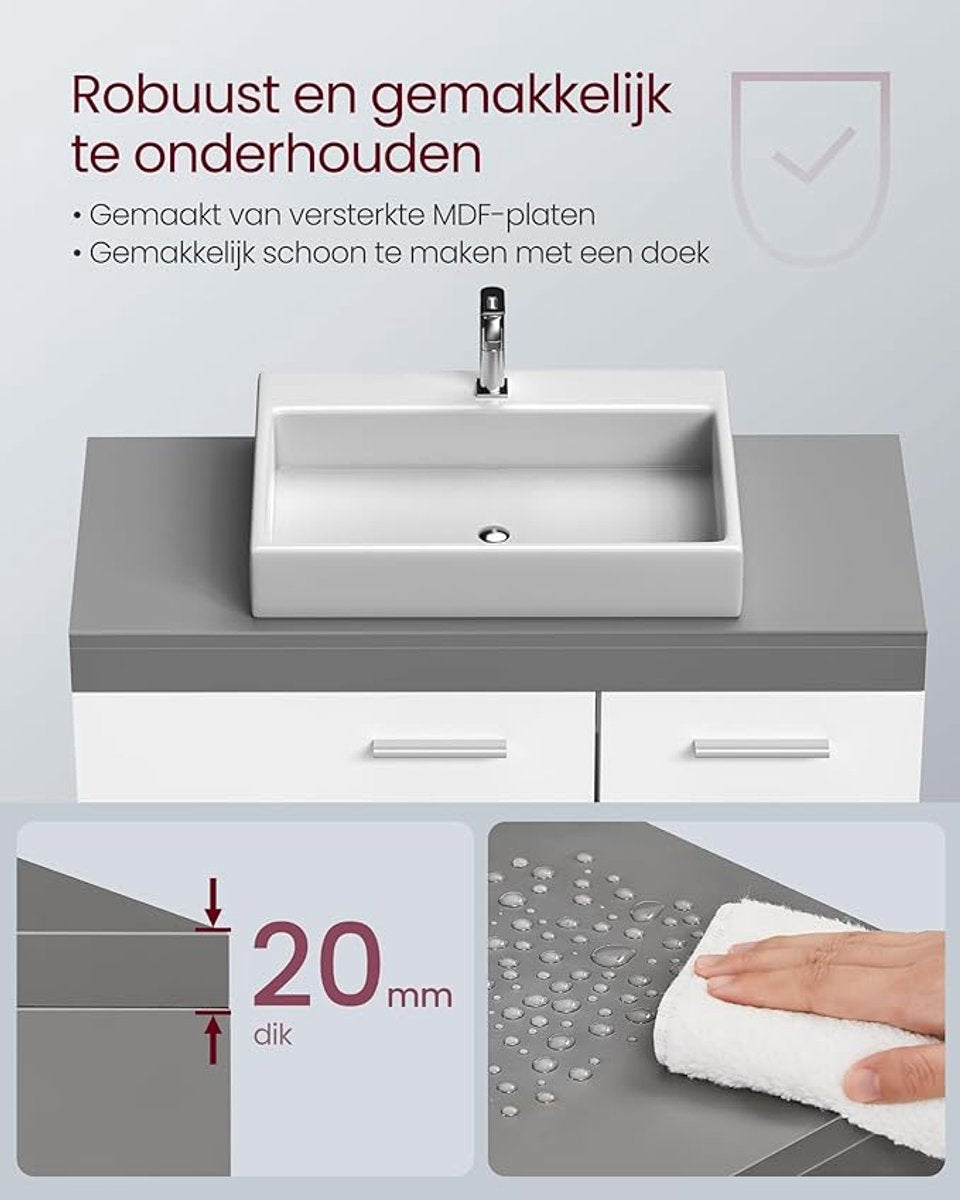 VASAGLE badkamerkast Antraciet Wendyra - 30×70×64cm