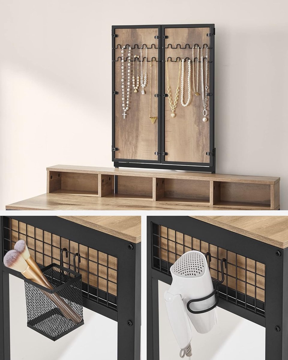 MAZAZU Industriële kaptafel houtlook Victoria