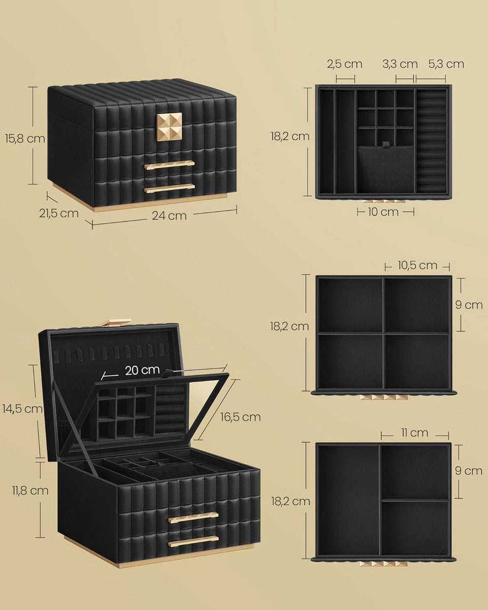 Sierradendoos Bianca 3 niveaus - Zwart - 21.5x24x15.8
