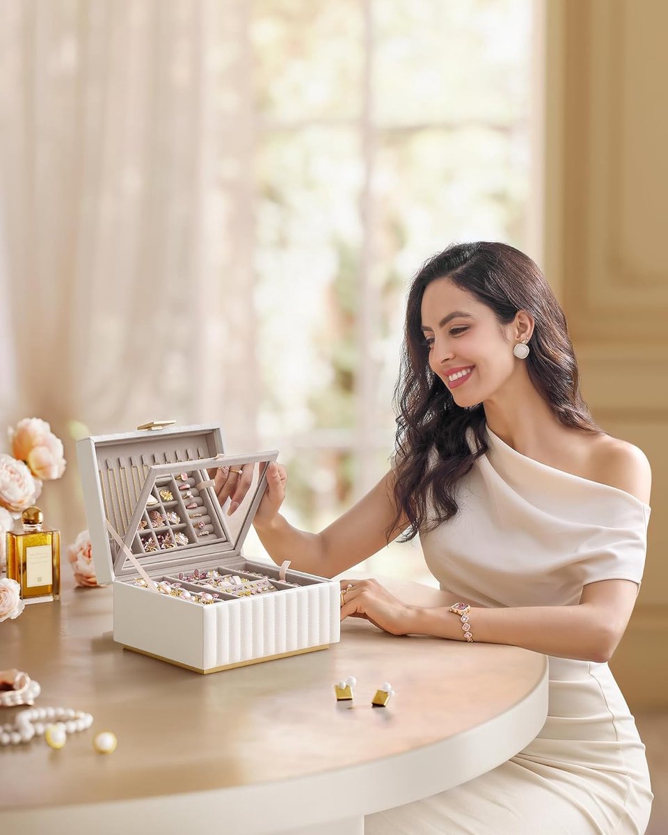 Sieradendoos - 2 Niveaus - Wit - 21.5x24x13.5