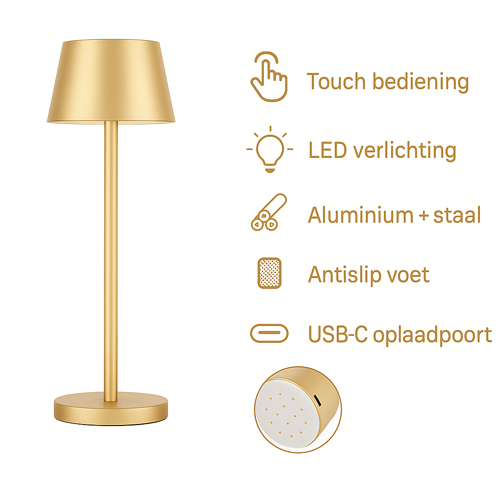 OMNIEXA Tafellamp Goud Yago