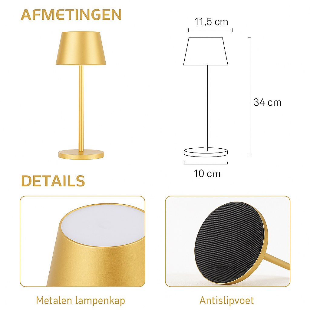 OMNIEXA Tafellamp Goud Yago