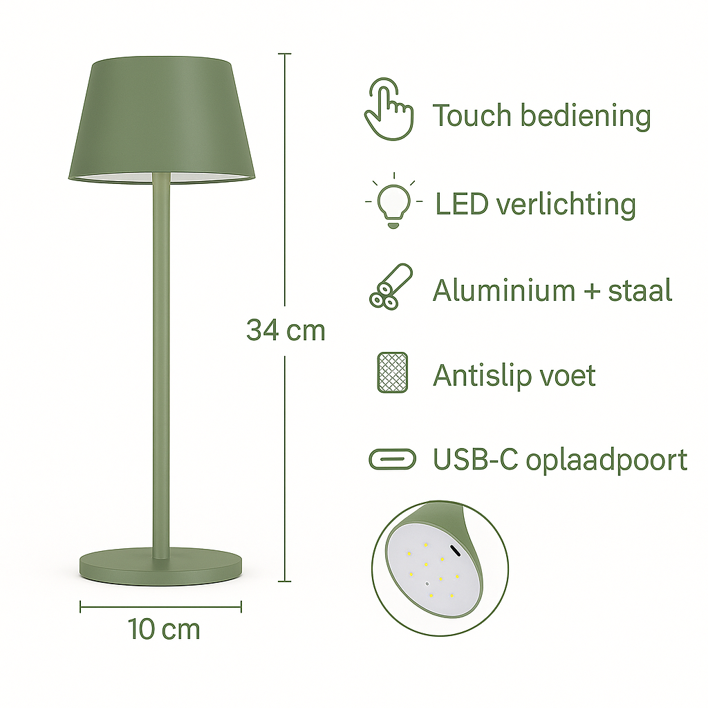 OMNIEXA Tafellamp Groen Yago