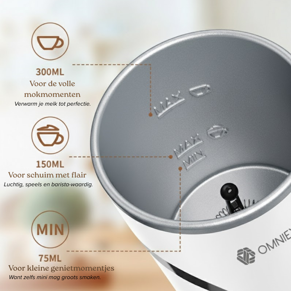 OMNIEXA Witte Melkopschuimer Kalliope