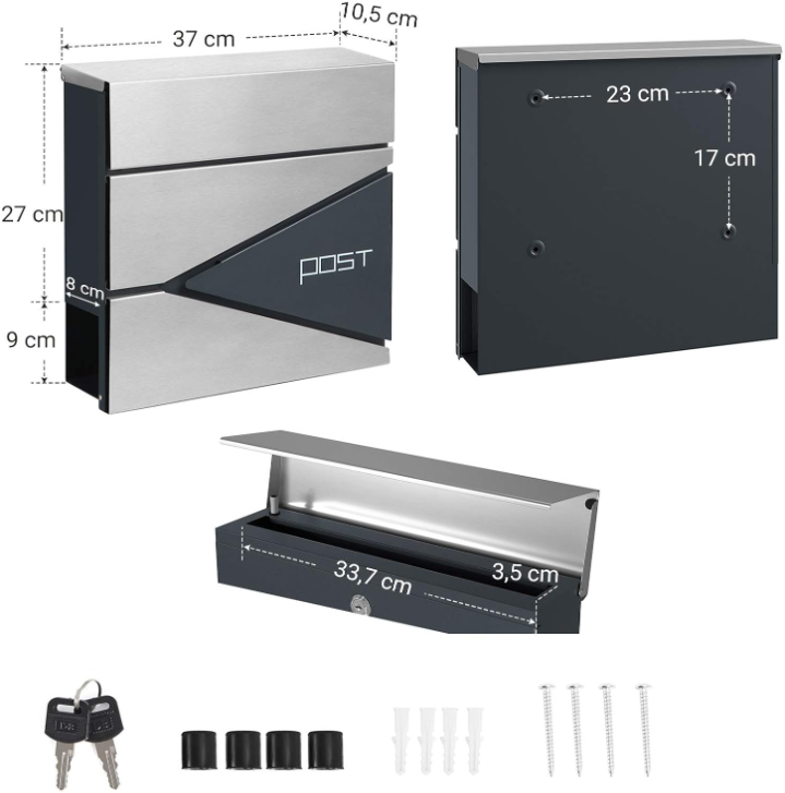 SONGMICS Brievenbus Grijs - Bonita