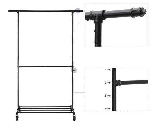 Industrieel kledingrek Elinn - Metaal - Zwart