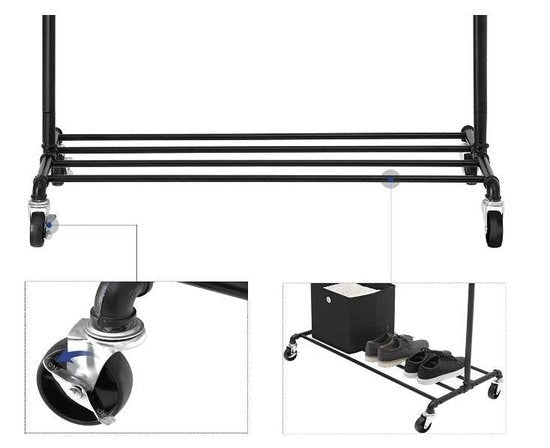 Industrieel kledingrek Elinn - Metaal - Zwart