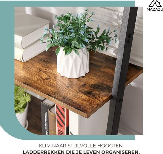 MAZAZU Boekenkast- 5-laags ladderkast - Nicole