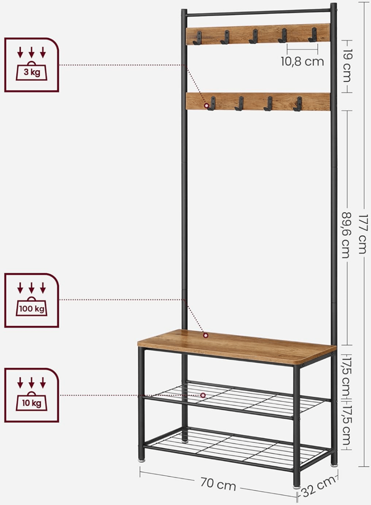 Industrieel garderoberek Gabriëlle