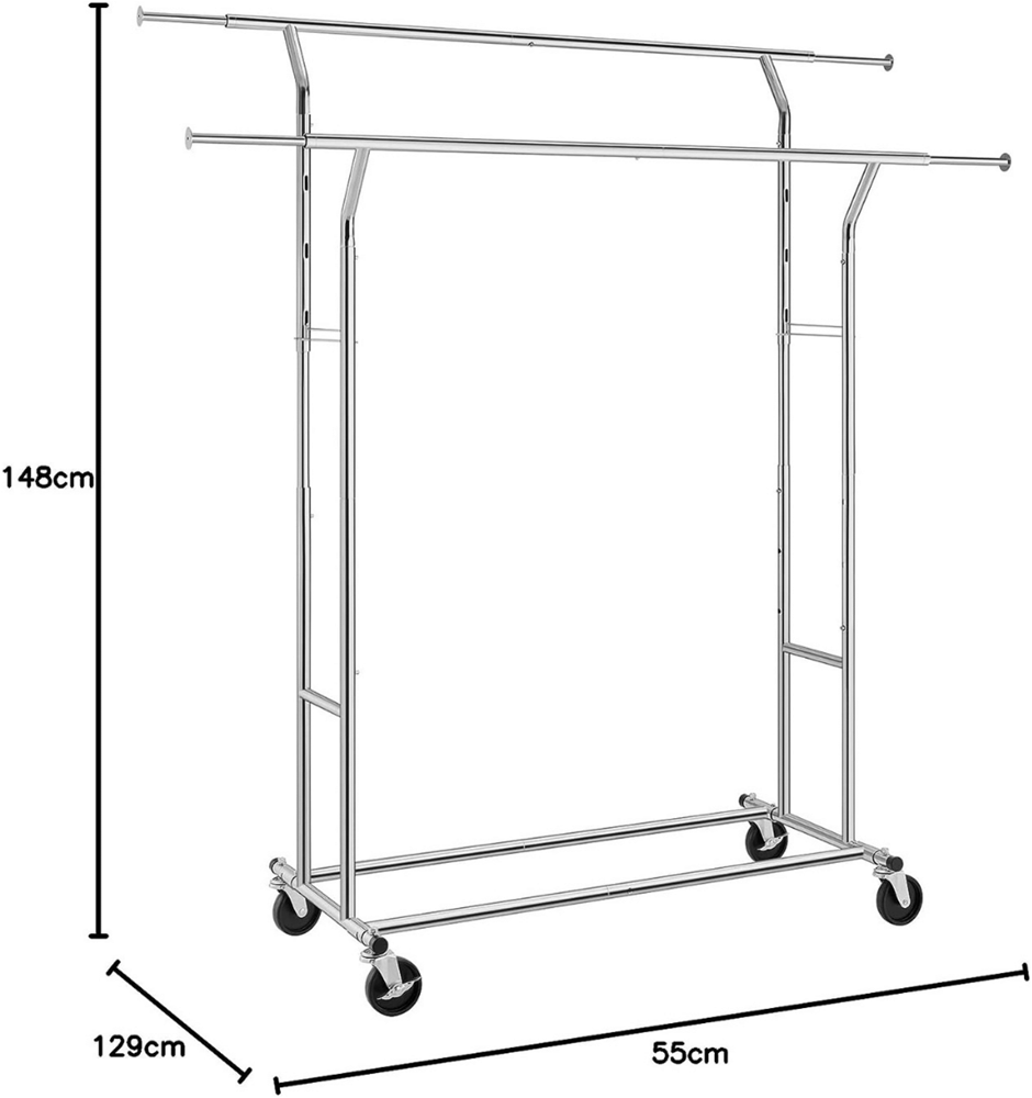 Industrieel kledingrek Bas - Metaal - Zilver