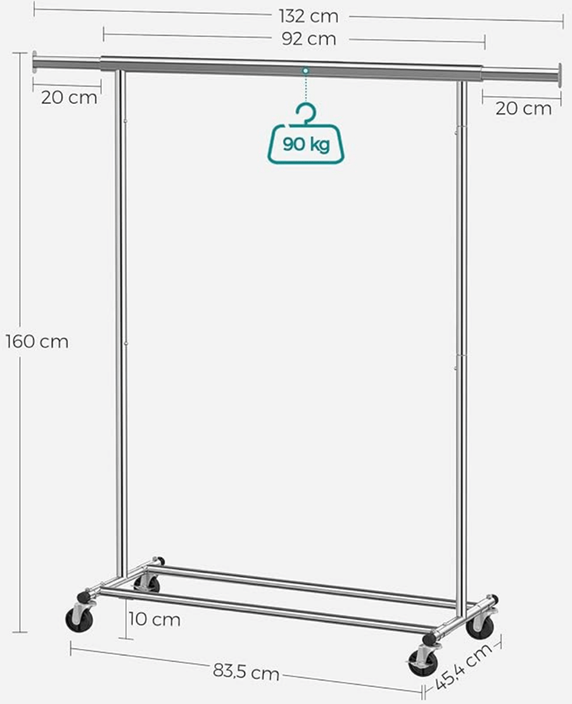 Industrieel kledingrek Safia - Metaal - Zilver