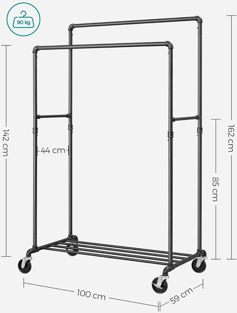 Industrieel kledingrek Tabitha