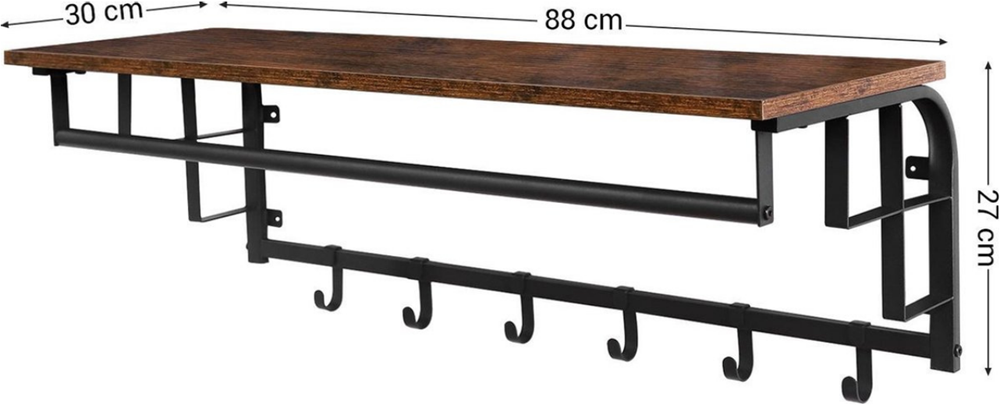 MAZAZU Industriële wandkapstok Zwart/Bruin Jasmyra