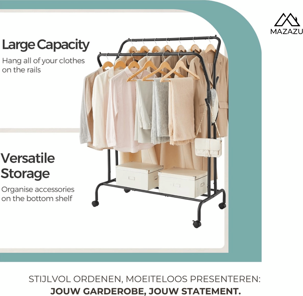 Industrieel kledingrek Saar - Metaal - Zwart