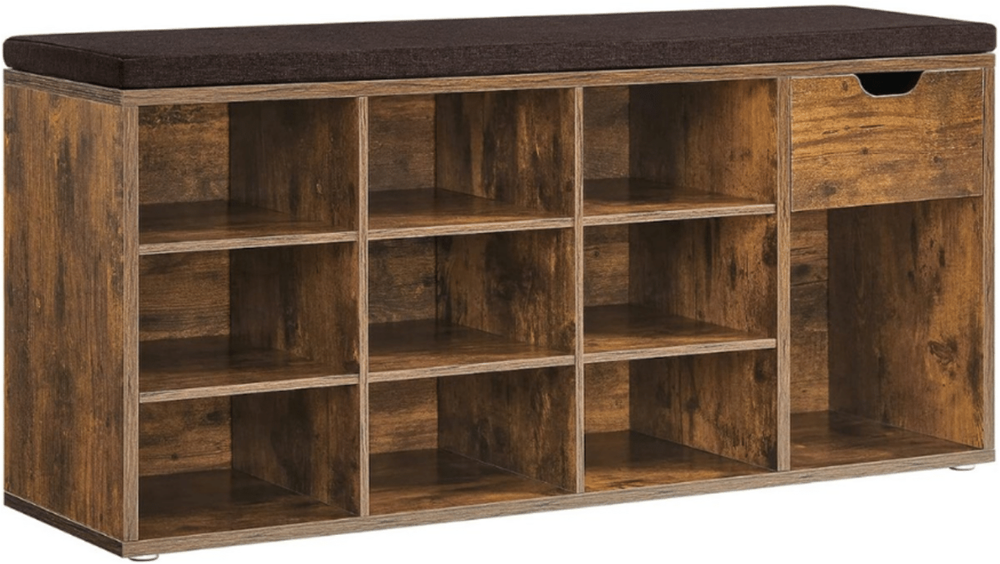 Schoenenbank met vakken - Bruin Sylthara - 30x104x48 cm