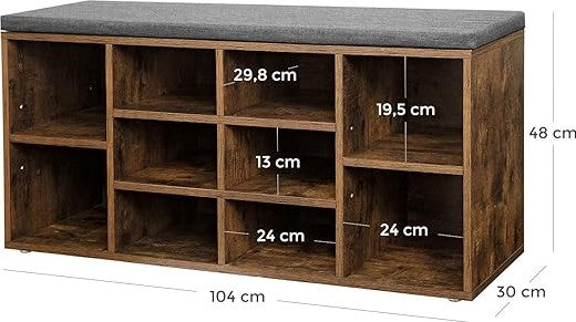 MAZAZU Vakken schoenenbank donkerhout Zyreon
