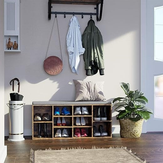 MAZAZU Vakken schoenenbank donkerhout Zyreon