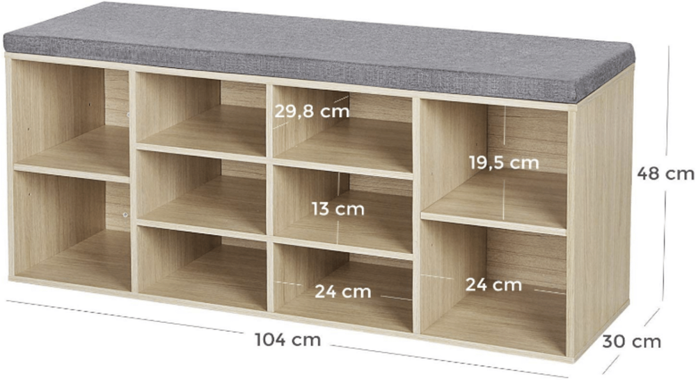 MAZAZU Vakken schoenenbank lichthout Zyreon