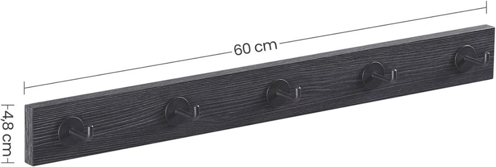 MAZAZU Industriele Wandkapstok zwart Quinn