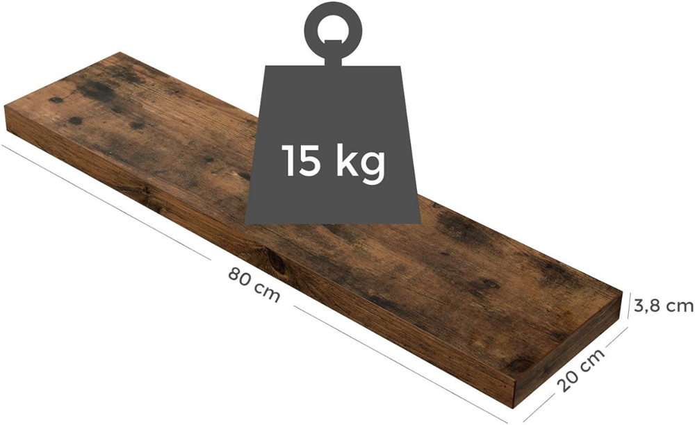 MAZAZU Wandplank bruin Wavora - 80x20 cm